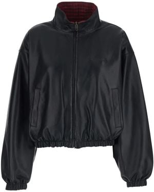 Balenciaga Lederjacke Mit Reißverschluss - Schwarz