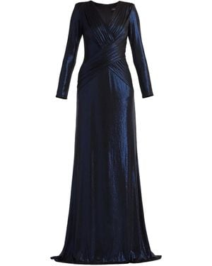 Tadashi Shoji Long-Sleeve V-Neck Maxi Dress - Blue
