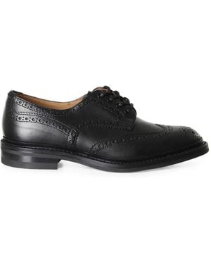 Tricker's Bourton Brogue Leather Derby Shoes - Black