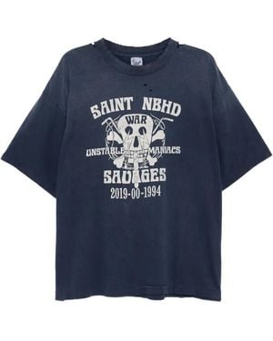 SAINT Mxxxxxx X Neighborhood T-Shirt Met Logoprint - Blauw