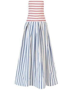 Rosie Assoulin Striped Cotton Maxi Dress - Blue