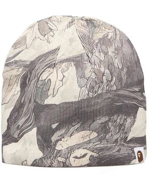A Bathing Ape Camo-Print Beanie - Gray