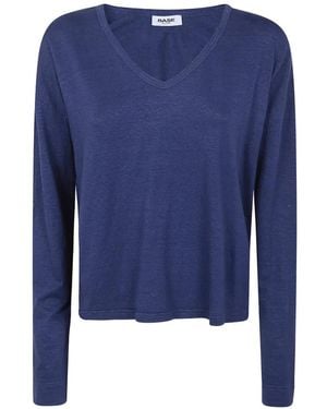 Base London V-Neck Knitwear - Blue