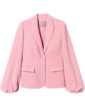 Twinset Gathered-Sleeves Crepe Blazer - Pink
