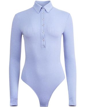 Fleur du Mal Ribbed-Knit Bodysuit - Blue