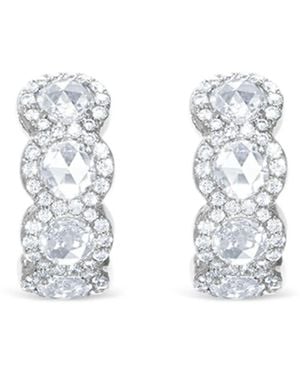 64 Facets 18K Diamond Scallop Huggie Earrings - White