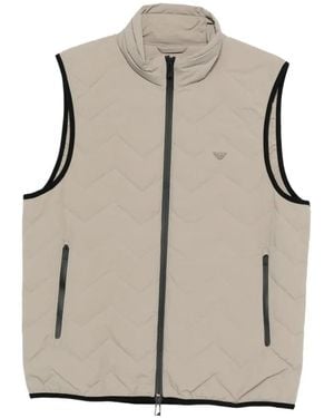 Emporio Armani Nylon Down Jacket Sleeveless With A Chevron Quilt Essential - Grey