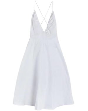 Aspesi Gathered V-Neck Dress - White