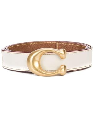 COACH Sculpted C Reversible Belt - White