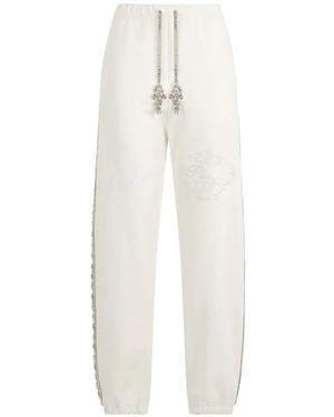 Philipp Plein Crystal-Embellished Track Pants - White