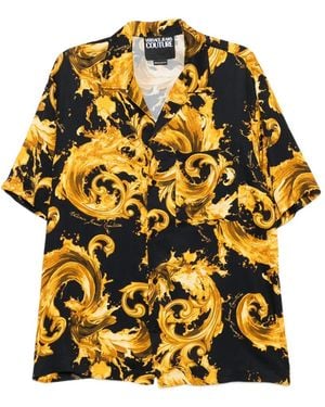 Versace Jeans Couture Baroque-Print Short-Sleeve Shirt - Yellow