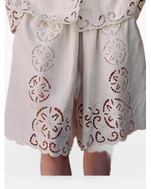 Sea Broderie-Anglaise Scalloped-Hem Shorts - Grey