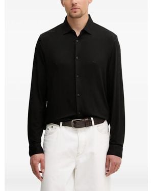 ARMANI EXCHANGE Logo-Embroidered Long-Sleeve Shirt - Black