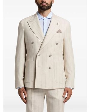 Peserico Double-Breasted Striped Blazer - Natural