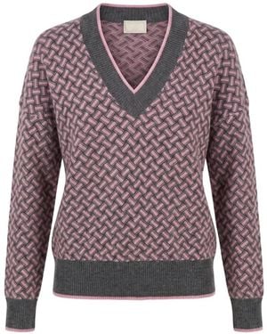 Drumohr Geometric-Pattern Cashmere Sweater - Purple