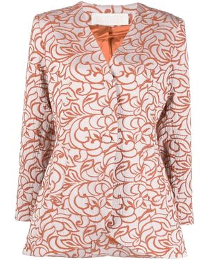 D'Estree Bridget Jacquard Single-Breasted Jacket - Pink