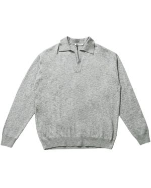 AURALEE Fine-knit polo-collar sweater - Gris