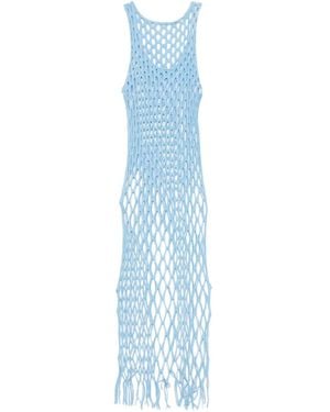 Christopher Esber Robe En Maille Ajourée À Franges - Blue