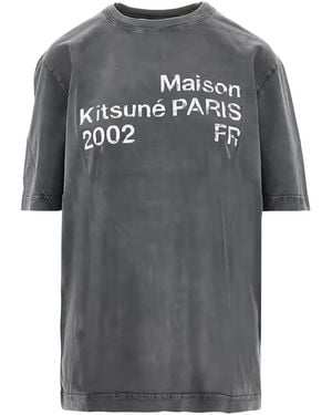 Maison Kitsuné Short-Sleeve Round-Neck T-Shirt - Gray