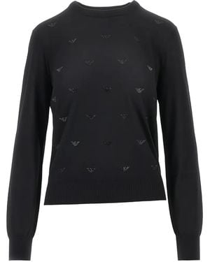 Emporio Armani Crystal-Embellished Jumper - Black