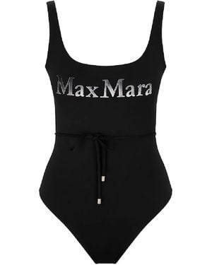 Max Mara Carisma Logo-Print Swimsuit - Black