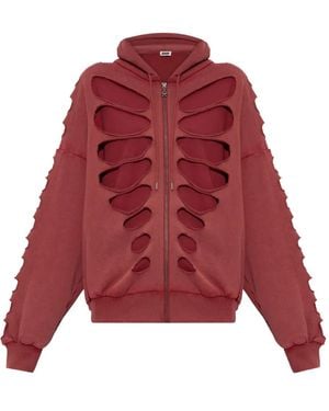 AVAVAV Sudadera Shoulderless Con Capucha - Rojo