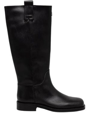 Patrizia Pepe Logo-Plaque Leather Boots - Noir