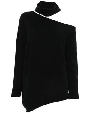Vanisé Cut-Out Asymmetric Sweater - Black
