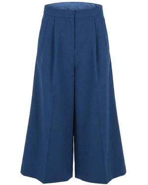 Marni Gaucho Pleated Wide-Leg Trousers - Blue