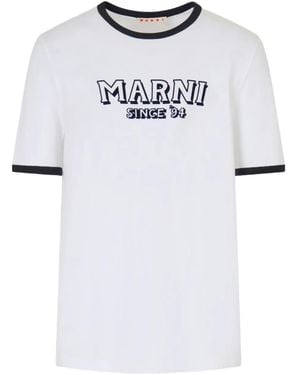 Marni Contrast-Trim Crew-Neck T-Shirt - White