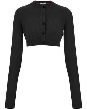 Ferragamo Cropped Long-Sleeve Cardigan - Black