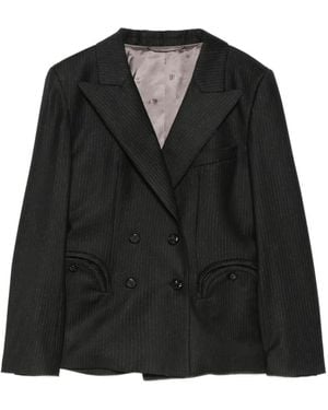 Blazé Milano Pinstriped Double-Breasted Jacket - Black