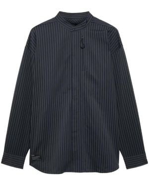 Oakley Vertical-Stripe Band-Collar Shirt - Blue