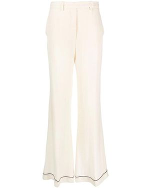 Prada High-Waisted Flared Silk Trousers - White