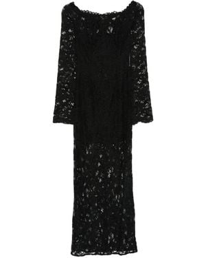 MANURI Lace-Embellished Boat-Neck Maxi Dress - Black