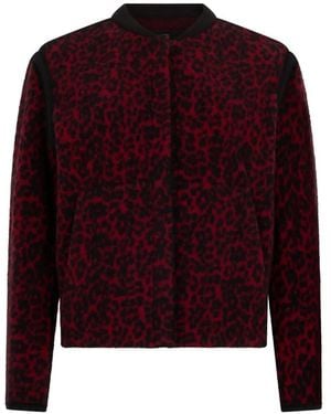 Moorer Animal-Pattern Cardigan - Red