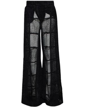 Roberta Einer Crochet-Knit Wide-Leg Trousers - Black