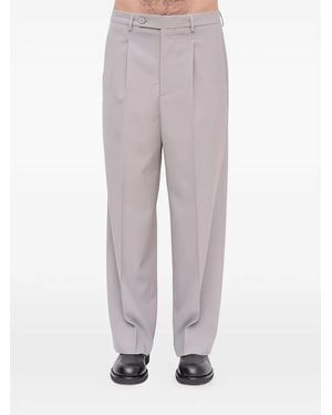 MM6 by Maison Margiela Stapled Pleated Wool Trousers - Grey