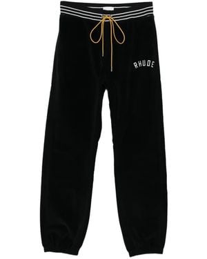 Rhude Logo Velour Track Trousers - Black