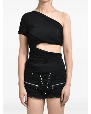 B1ARCHIVE One-Shoulder Wrap T-Shirt - Black