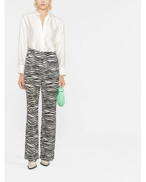 Max Mara Zebra-Print Straight-Leg Trousers - White
