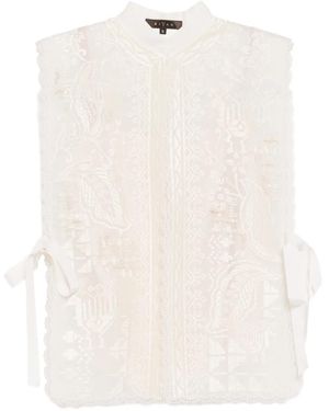 Biyan Graphic-Embroidered Vest - White