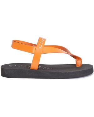 Giuseppe Zanotti Khais ロゴエンボス レザーサンダル - オレンジ