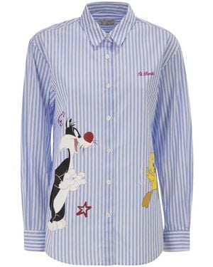 MC2 Saint Barth Brigitte Looney Tunes Striped Shirt - Blue