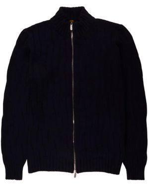 Svevo Cable Knit Zip Jacket - Blue