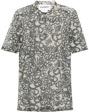 Melitta Baumeister Snake-Print Semi-Sheer T-Shirt - Grey
