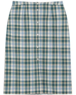 Prada Plaid Cotton Pencil Skirt - Blue
