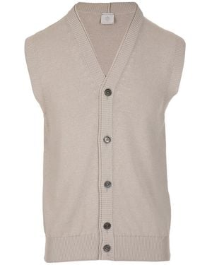 Eleventy V-Neck Buttoned Gilet - Natural