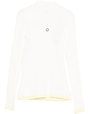 KENZO Jersey de canalé con logo - Blanco