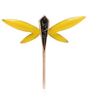 Anapsara Pendiente Dragonfly Con Boton De Presión En Oro Amarillo De 18 Ct Con Diamantes